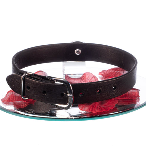 SiaLinda BDSM Halsband Glocke mit oder ohne O-Ring, Rindersoftleder 25mm, Edelstahl - SiaLinda.com